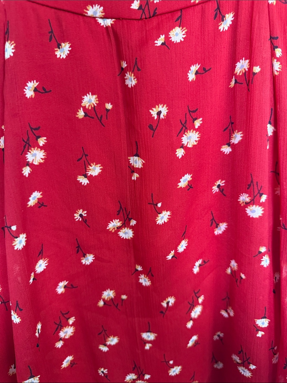 Abercrombie & Fitch Red Floral Ruffle-Neck Cottagecore Boho Dress Sz XS - Picture 11 of 11